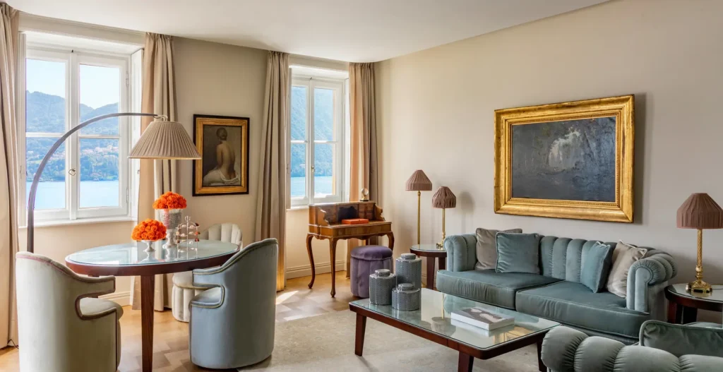 Suite Emilia du Grand Hotel Tremezzo face au lac de Côme, hôtel de luxe en Italie