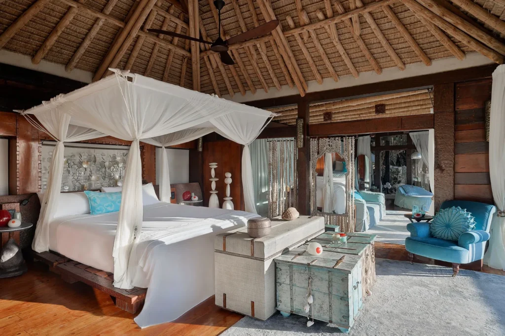 Chambre raffinée de la Villa North à North Island, lune de miel aux Seychelles